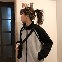 灰色卫衣女潮ins春秋薄款开衫拉链超火cec外套2021年新款宽松韩版