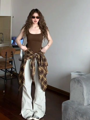 美式复古辣妹吊带小背心女夏季
