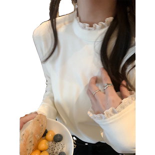 半高领双面德绒打底衫女秋冬季2025新款白色内搭修身保暖长袖上衣