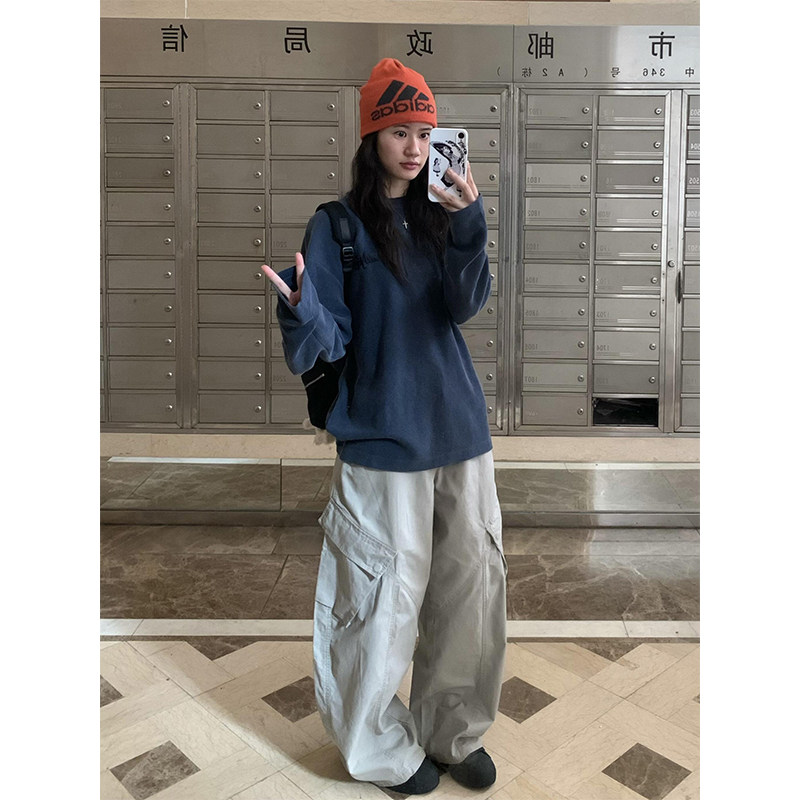 美式复古华夫格圆领长袖t恤女秋季2025新款宽松情侣高街刺绣上衣,女装/女士精品,T恤,淘宝优惠券,粉丝福利购,淘宝优惠卷