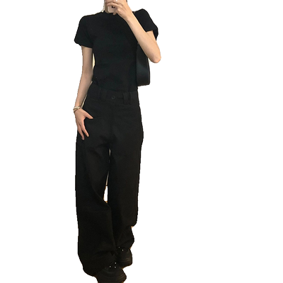 黑色短袖正肩纯棉t恤女夏季2026