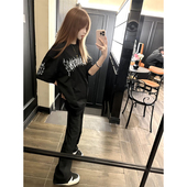 高街短袖 t恤女夏季 新款 国潮牌美式 火焰字母印花oversize半袖 上衣