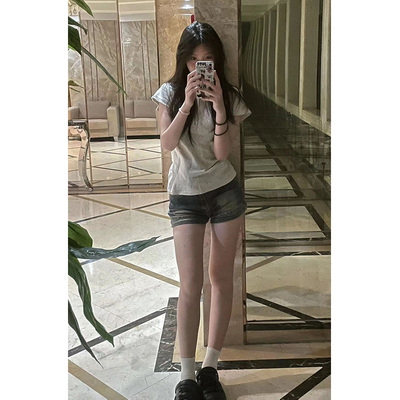 小个子牛仔短裤女短袖两件套装