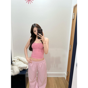 美式甜妹波点印花吊带女外穿显瘦修身内搭打底无袖背心夏短款上衣