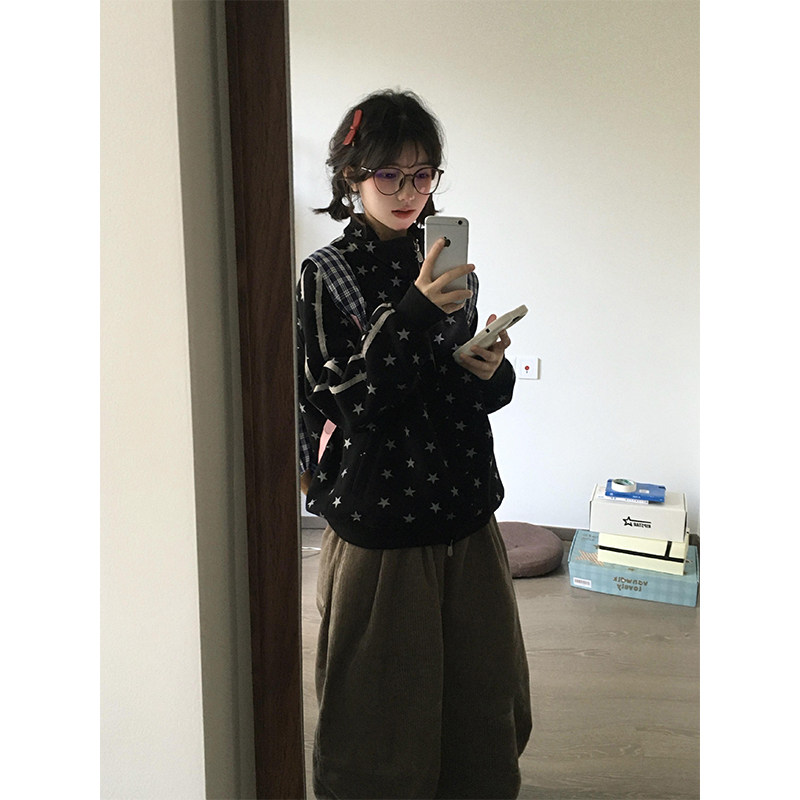 甜酷风星星满印立领拉链外套女冬季加绒加厚宽松慵懒风小个子卫衣,女装/女士精品,卫衣/绒衫,淘宝优惠券,粉丝福利购,淘宝优惠卷