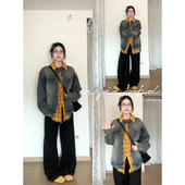 美式 高街hiphop复古牛仔外套女春秋2024新款 高级感宽松慵懒风夹克