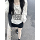 美式 宽松显瘦遮肉上衣 防晒罩衫 复古乐队歌手印花长袖 t恤女夏薄款