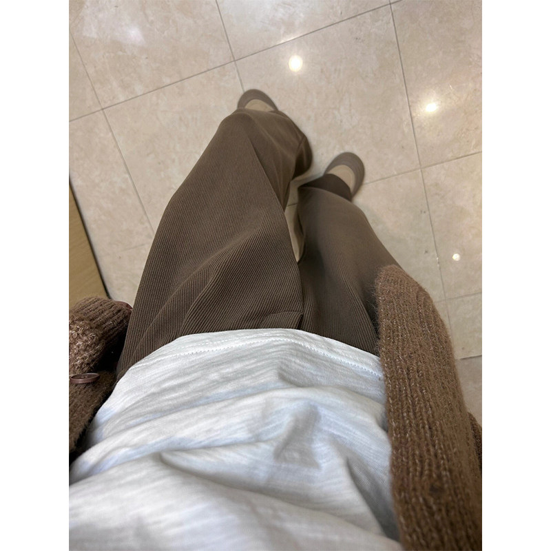 加绒加厚休闲裤子女秋冬2023新款直筒阔腿宽松灯芯绒美式运动卫裤