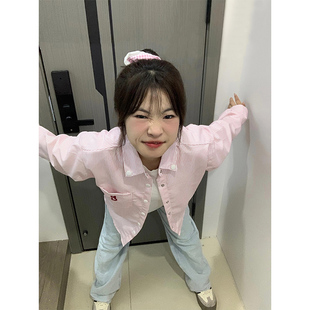 韩系甜美兔子刺绣条纹衬衫女春秋2024新款宽松外套慵懒风长袖上衣