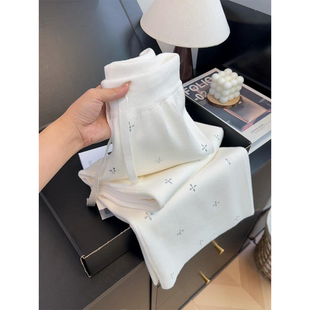 高腰显瘦垂感软糯舒适直筒休闲裤 2025新款 女秋冬季 烫钻针织阔腿裤