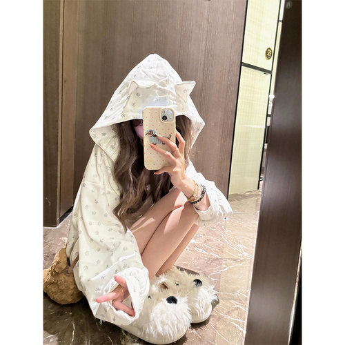 可爱小猫耳朵连帽开衫卫衣女春秋