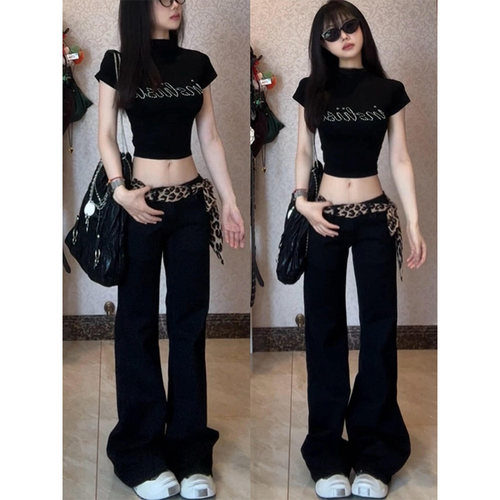 美式复古高级烫钻正肩短袖t恤女