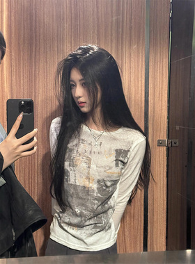 美式薄款白色T恤女长袖2026夏季新款休闲防晒衣圆领罩衫修身上衣