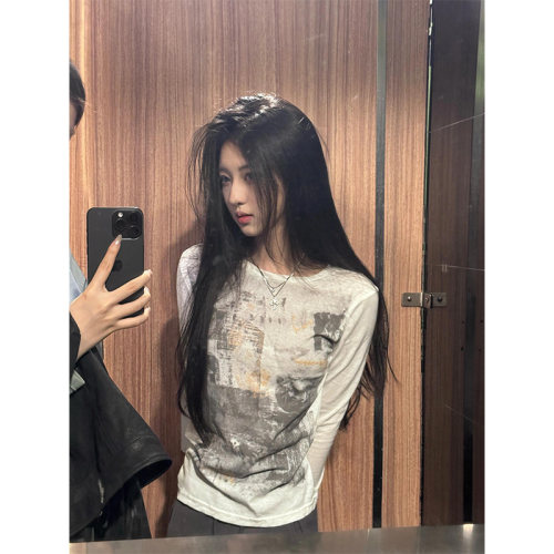 美式薄款白色T恤女长袖2026夏季