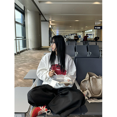 设计感苹果印花卫衣女秋冬季2025