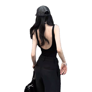 美式设计感露背吊带小背心女夏季2024新款美背带胸垫一体辣妹上衣