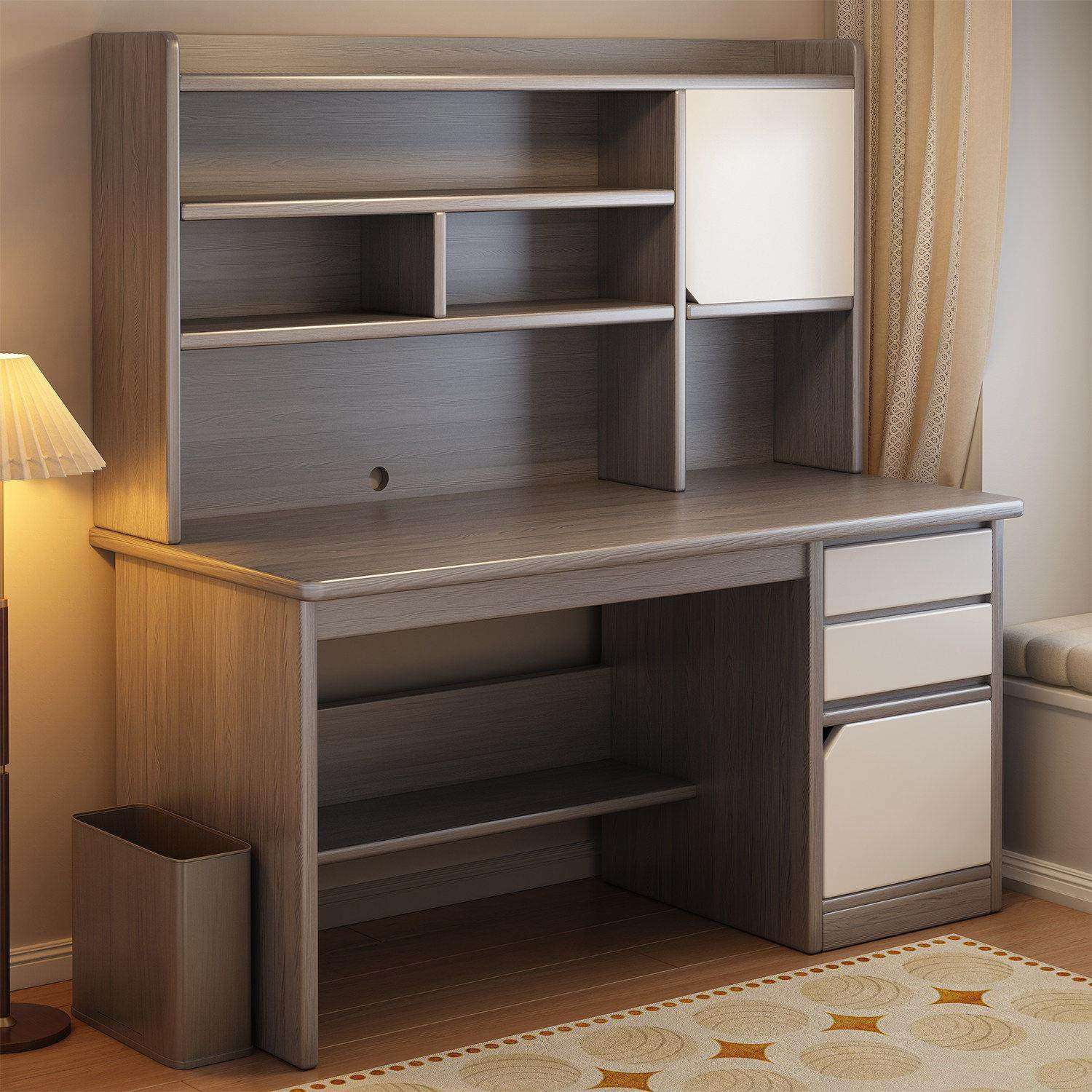 书桌学生家用写字桌书柜书架一体桌子卧室电脑桌学习桌初中生2025,住宅家具,电脑桌,淘宝优惠券,粉丝福利购,淘宝优惠卷