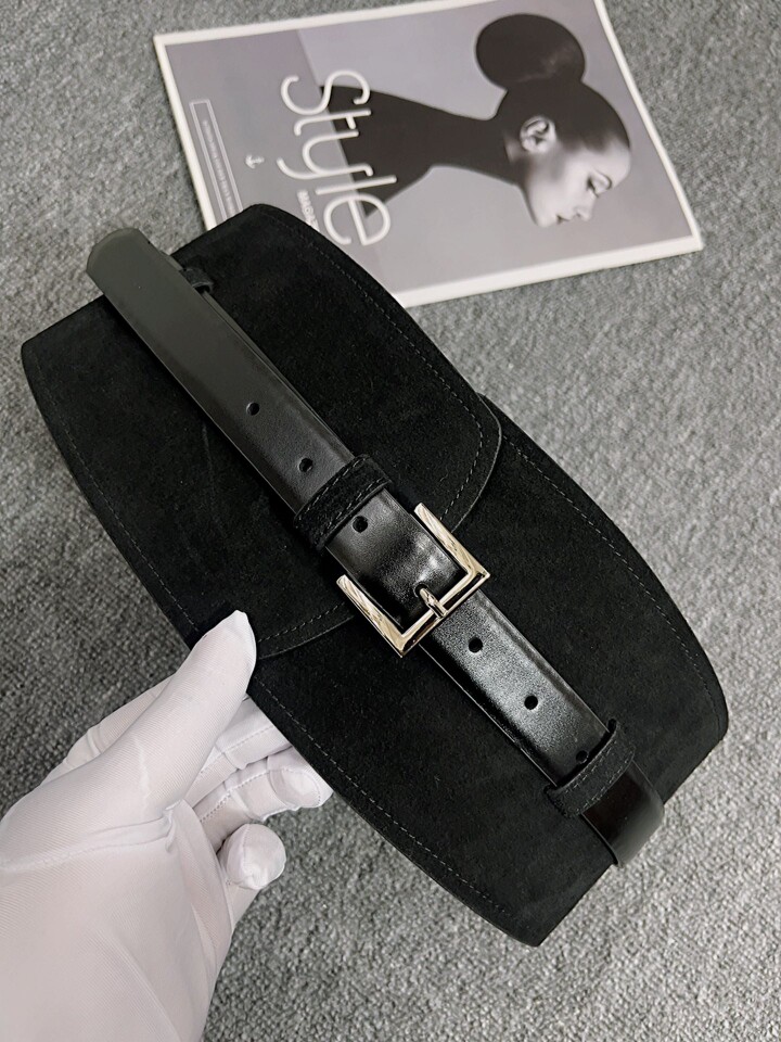 2023秋冬新款女士装饰宽腰封撞色皮带连衣裙腰带配大衣外套反毛皮