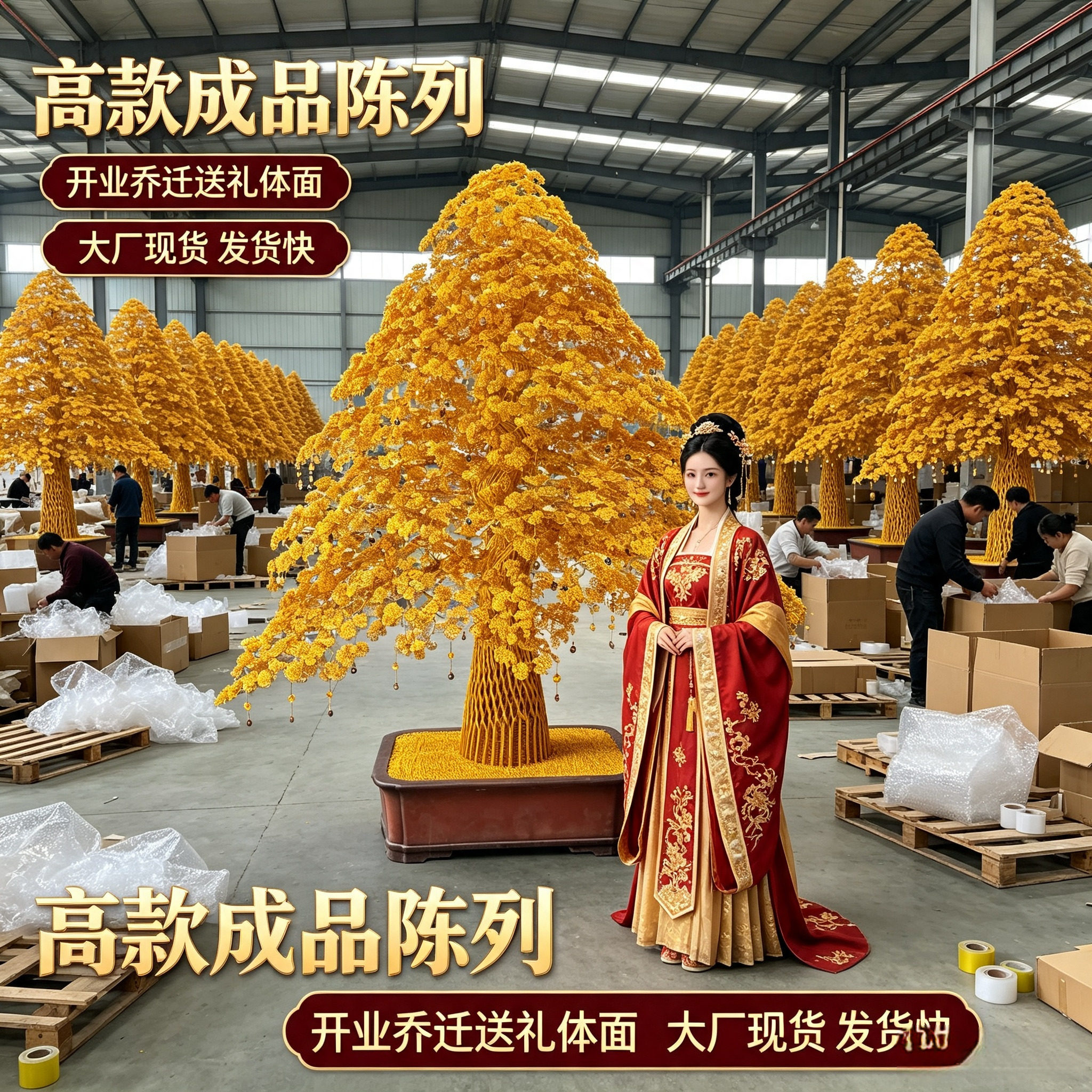 2.5米高大型发财树手工落地摆件