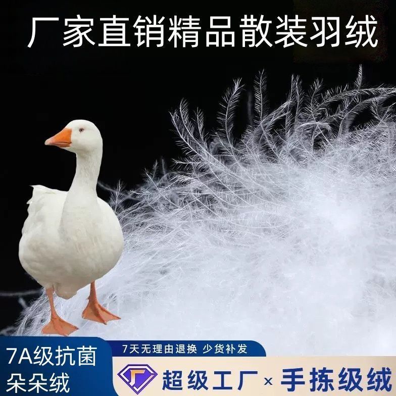 一斤装大朵散装90白鸭绒95白鹅绒吊吊绒羽绒服羽绒被专用填充原料