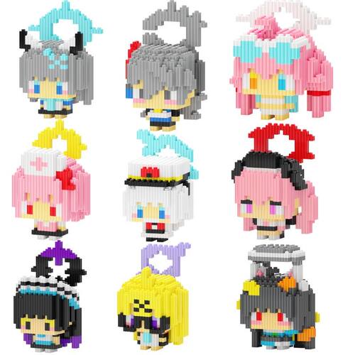 碧蓝白州梓霞美泽游垃姬兔迷你积木手办星野公仔摆件手工模型玩具