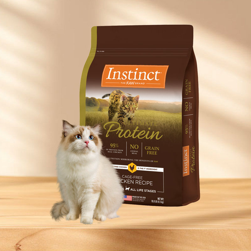 Instinct天然百利猫粮高蛋白鸡肉全猫粮10磅无谷鸡美国进口鲜肉粮
