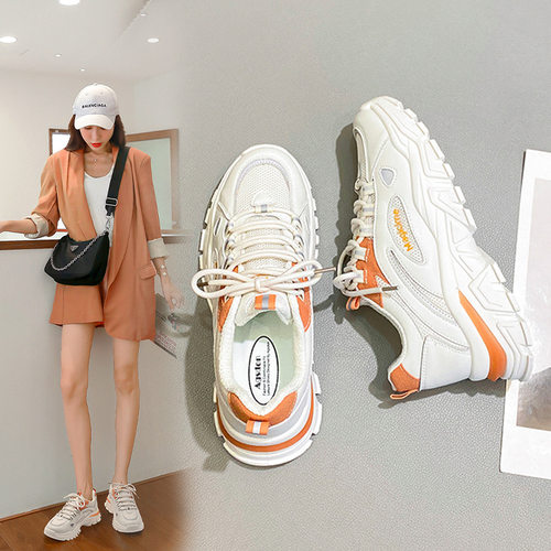 老爹鞋女ins潮2022春季新款厚底春秋小白显脚小休闲运动女鞋代发