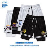 库里欧文篮球裤 球衣球裤 男短裤 美式 假两件儿童青少年运动训练裤 子