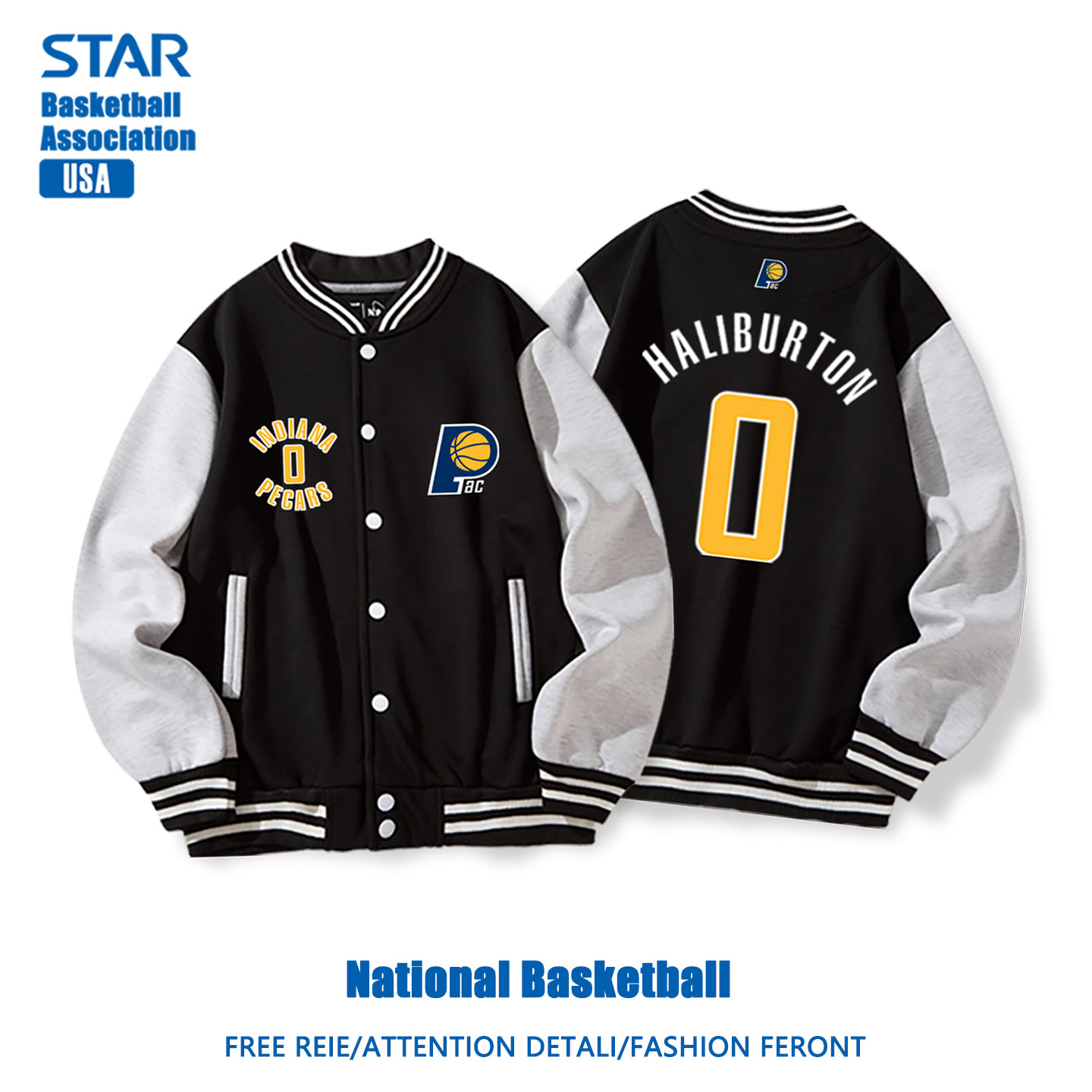 步行者哈利伯顿训练出场服外套冬装男篮球运动夹克棒球服2025新款