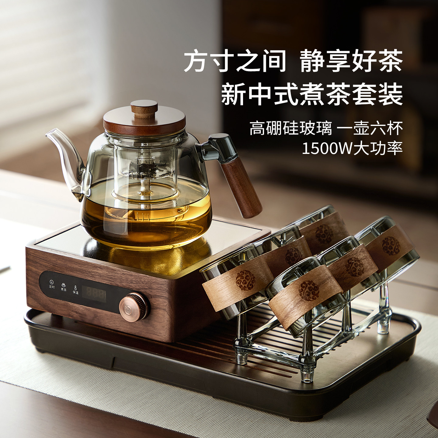 【蒸煮双胆】玻璃茶壶电陶炉套装