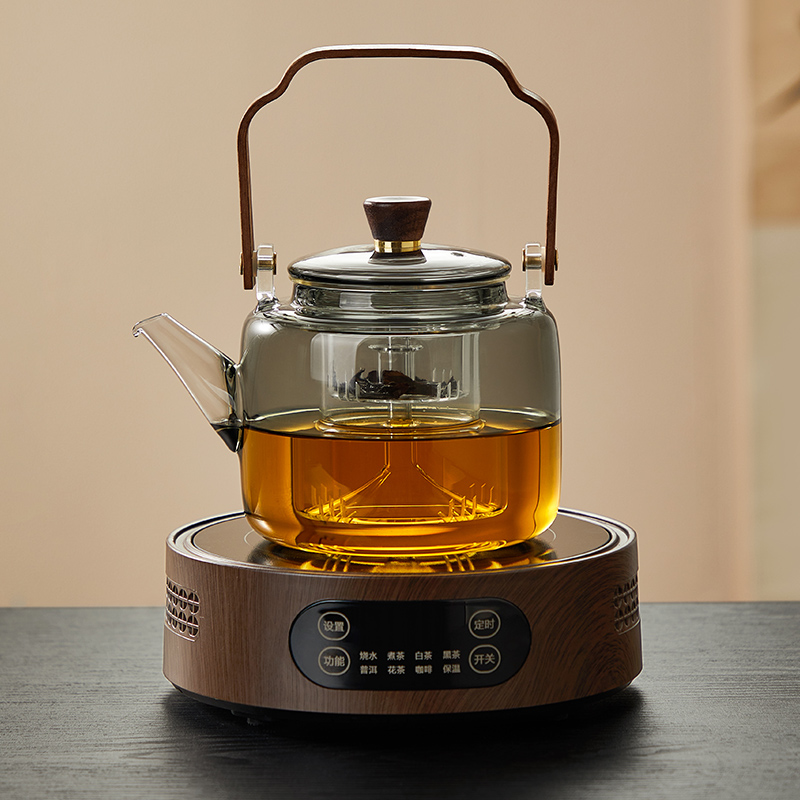 电陶炉煮茶套装蒸煮一体耐高温玻璃泡茶壶家用泡茶办公室蒸煮茶器