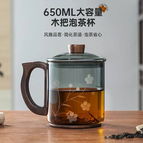 【带盖】高档泡茶杯子木璃结合杯