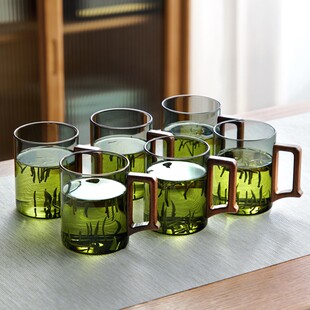 玻璃杯套装茶杯待客水杯家用泡茶杯耐高温客厅喝水杯子高档带把手
