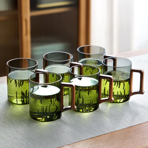 【老客减10】胡桃木把加厚玻璃杯