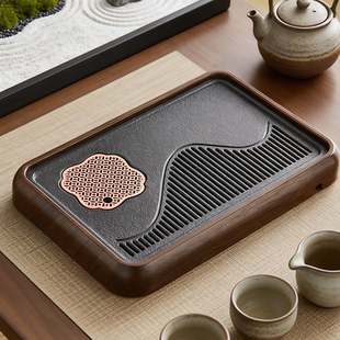 忆壶茶茶盘仿乌金石家用轻奢储排式茶托盘小型沥水茶台茶海干泡盘