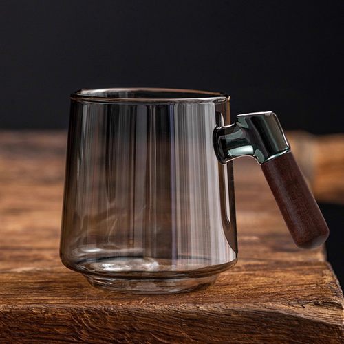 忆壶茶茶杯玻璃水杯木把泡茶杯绿茶杯日式男女专用办公水杯子加厚
