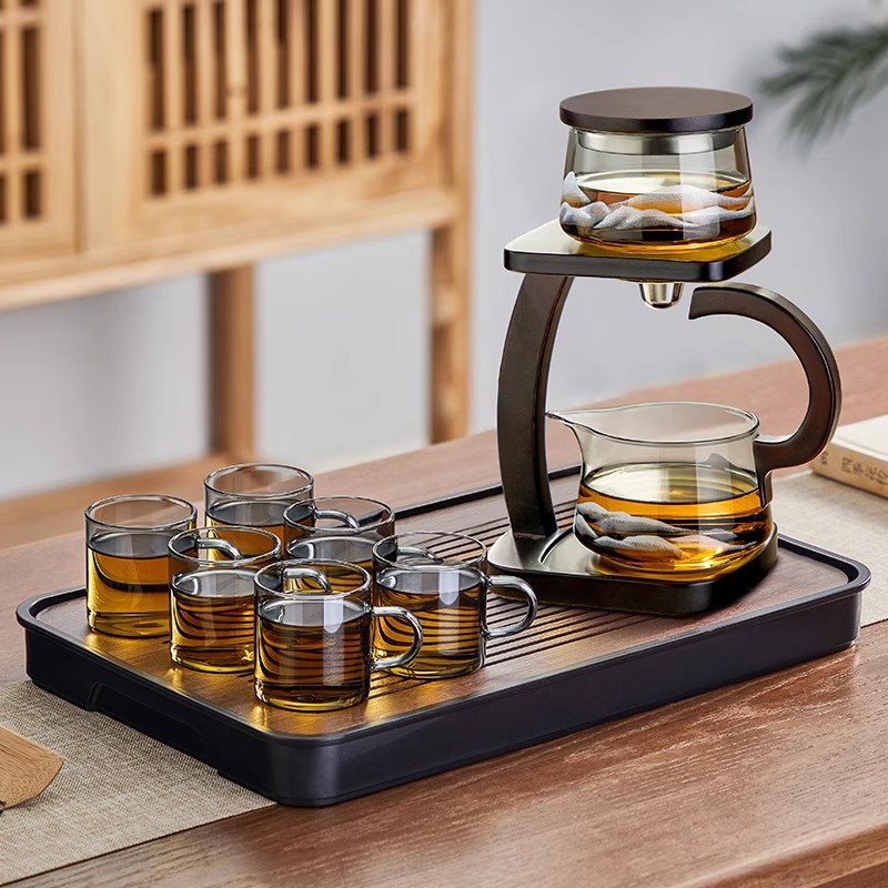 新款自动磁吸泡茶壶家用高档轻奢泡茶神器耐热玻璃功夫茶具套装