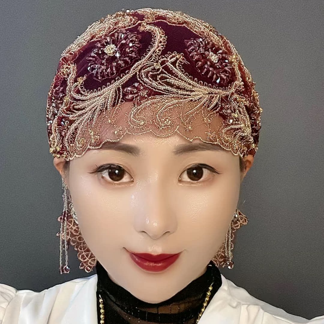 手工流苏帽子头巾包头帽鱼尾帽