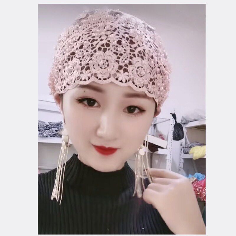 2022新款穆斯帽子女士头巾帽时尚立体花流苏包头帽遮发帽方便套头