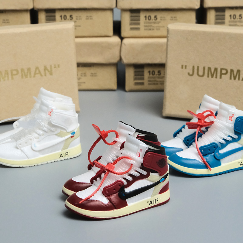 ow联名球鞋模型配小鞋盒桌上摆件生日礼物ins潮 aj球鞋模型钥匙扣