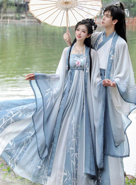 情侣款汉服原创正品2025新款唐制超仙气诃子裙女魏晋制齐腰古装男