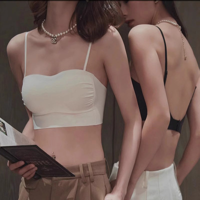亿桃猫内衣店女夏季薄款大胸显小防走光裹抹胸细肩吊带美背可外穿