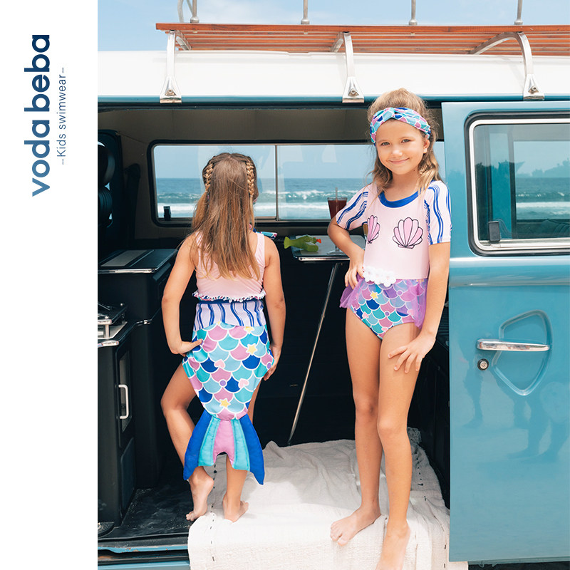 Voda Beba 女童人鱼短袖连体泳衣儿童夏宝宝中大童公主美人鱼鱼尾,运动/瑜伽/健身/球迷用品,儿童泳衣/裤,淘宝优惠券,粉丝福利购,淘宝优惠卷