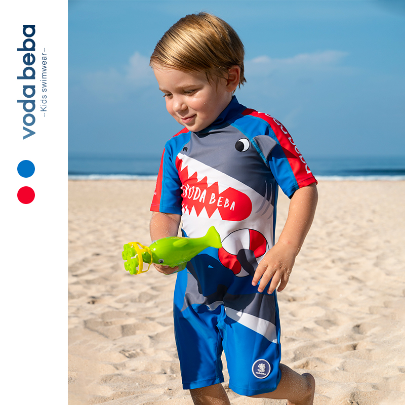 voda新品男童婴儿防晒泳衣套装
