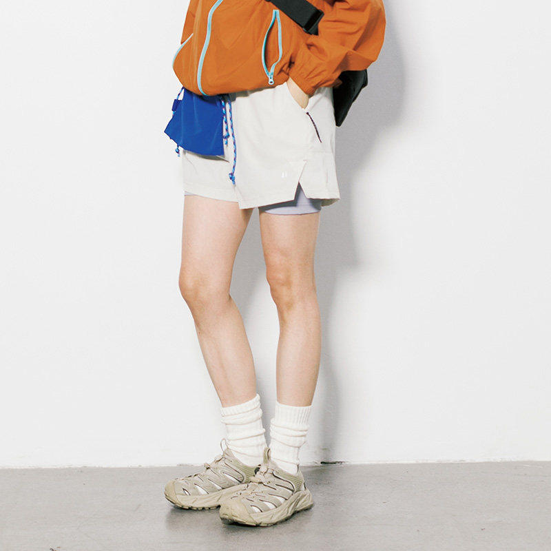 RCDB夏季户外拼色假两件短裤男女宽松运动跑步速干 干直筒五分休