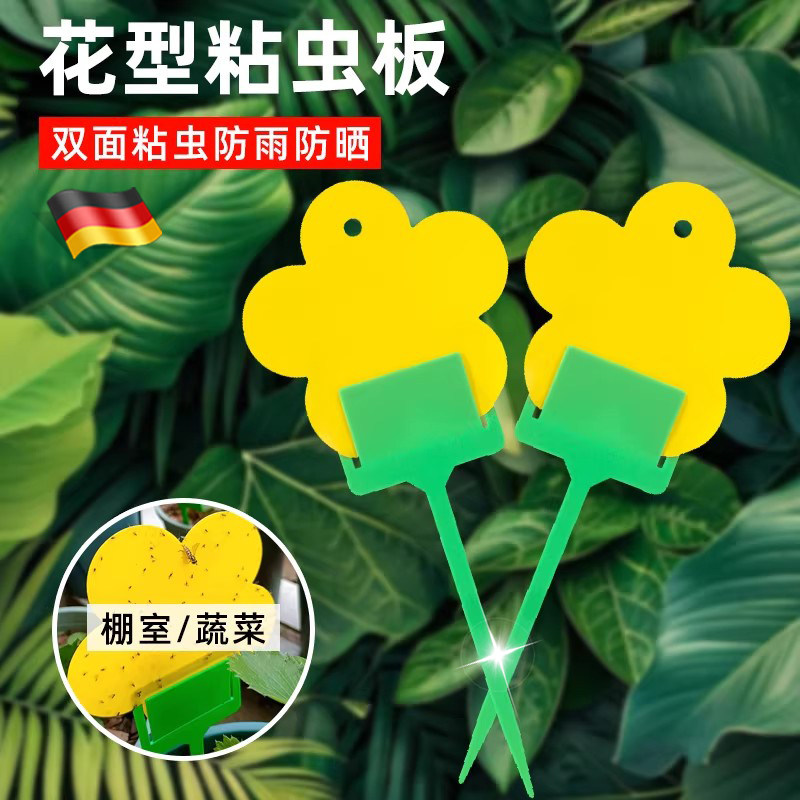 黄板双面粘虫板小黑飞粘板小飞虫果蝇绿植黄色花型诱捕器小黄板