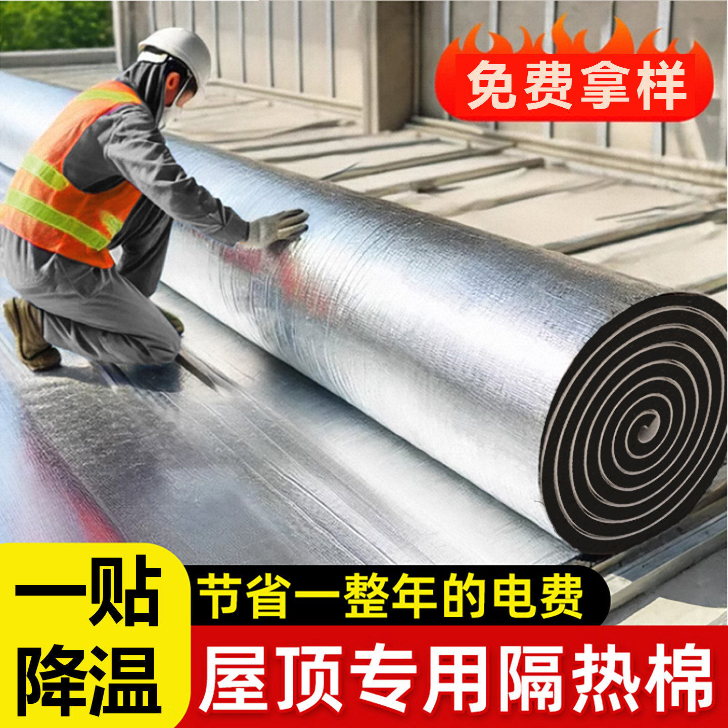 隔热棉保温棉温室楼顶隔热板自粘屋顶防晒防水耐高温彩色钢瓦隔热