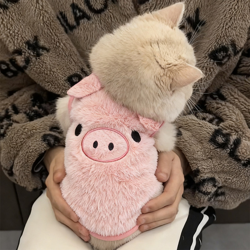 猫咪衣服猪耳朵秋冬季加厚保暖可爱背心金渐层布偶幼猫狗狗宠物衣