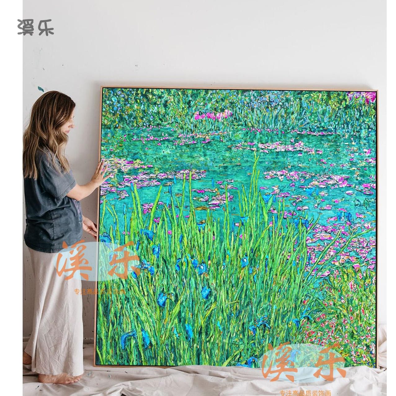 溪乐莫奈睡莲现代客厅装饰画沙发背景墙壁画欧式卧室床头画玄关画