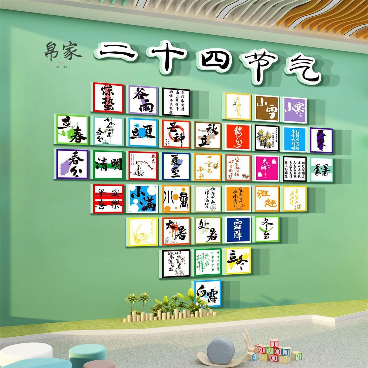 24二十四节气文化墙面装饰挂画贴纸幼儿园环创主题成品互动春天室